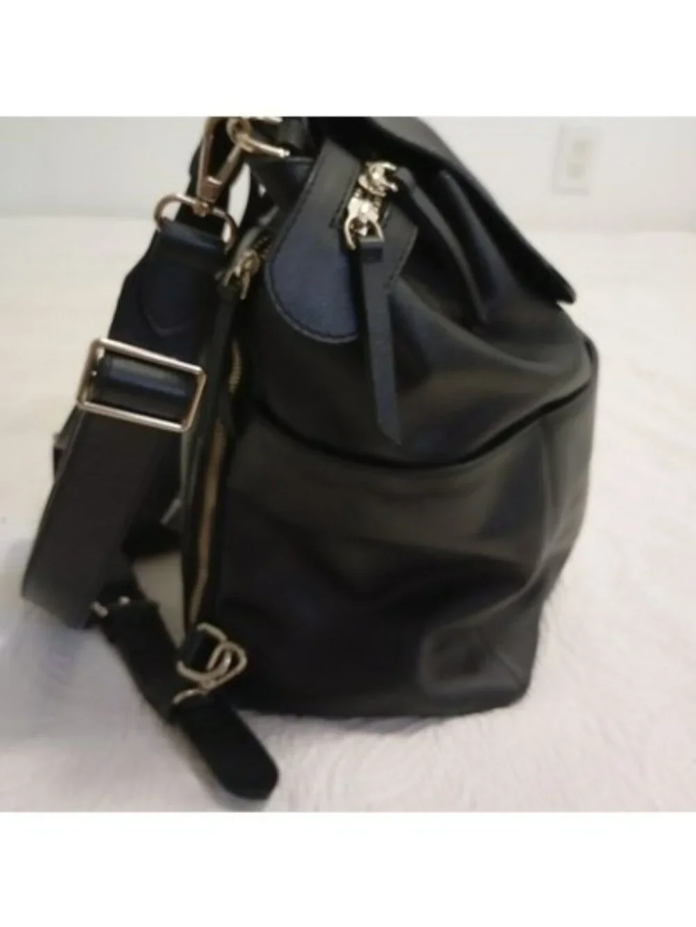 Mina Baie Kinney Vegan Leather Diaper Bag Black Backpack